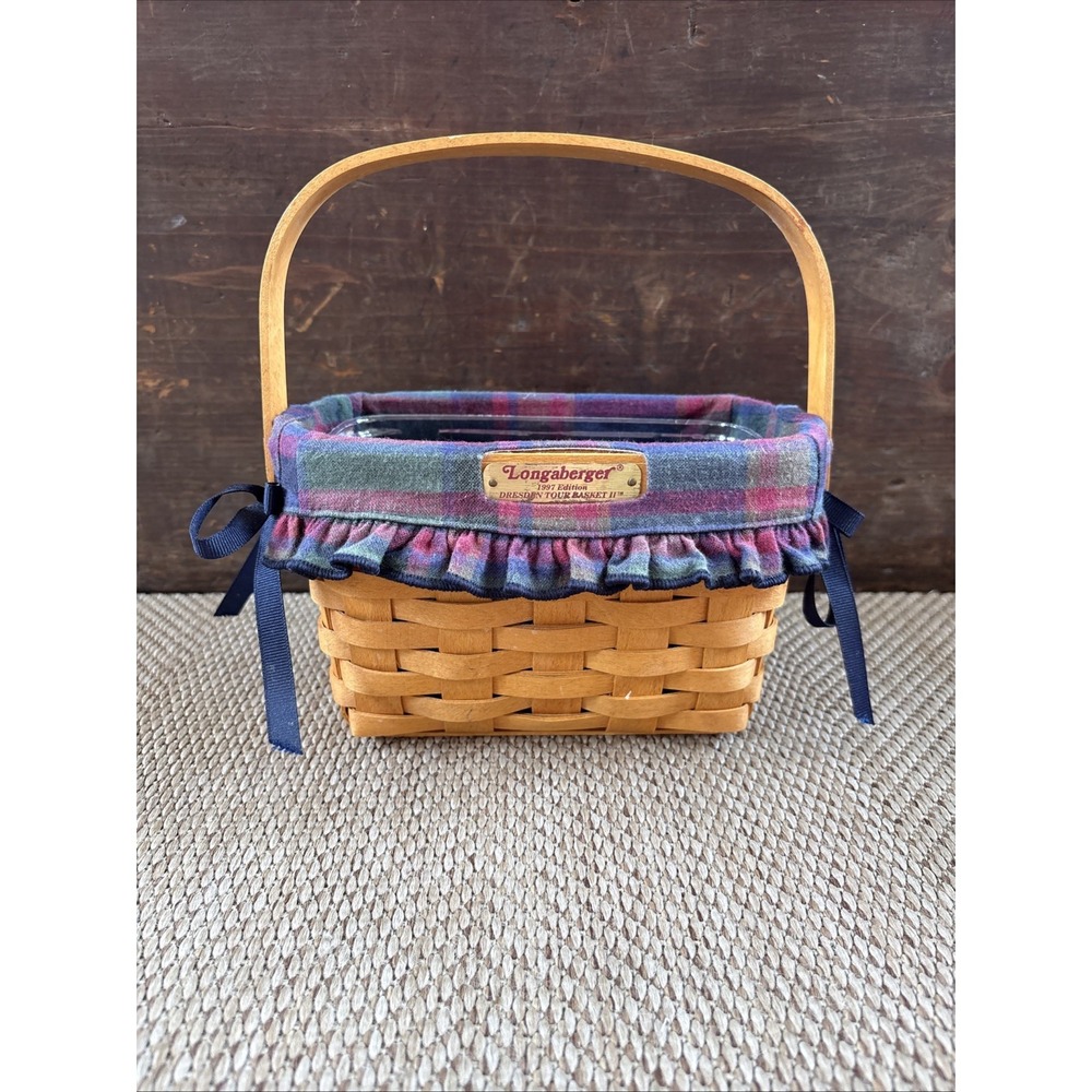 Longaberger Dresden Tour Basket II 1997 Cloth & Plastic Liner
